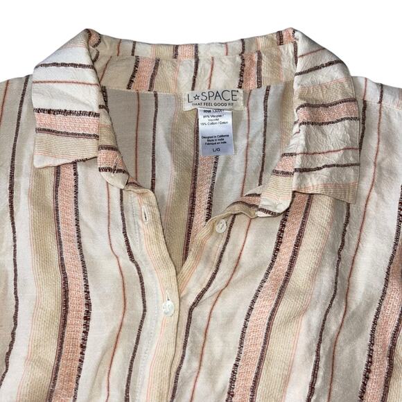 L Space Cropped Button Up Top Wrap Blouse Balloon Sleeve - Picture 3 of 9